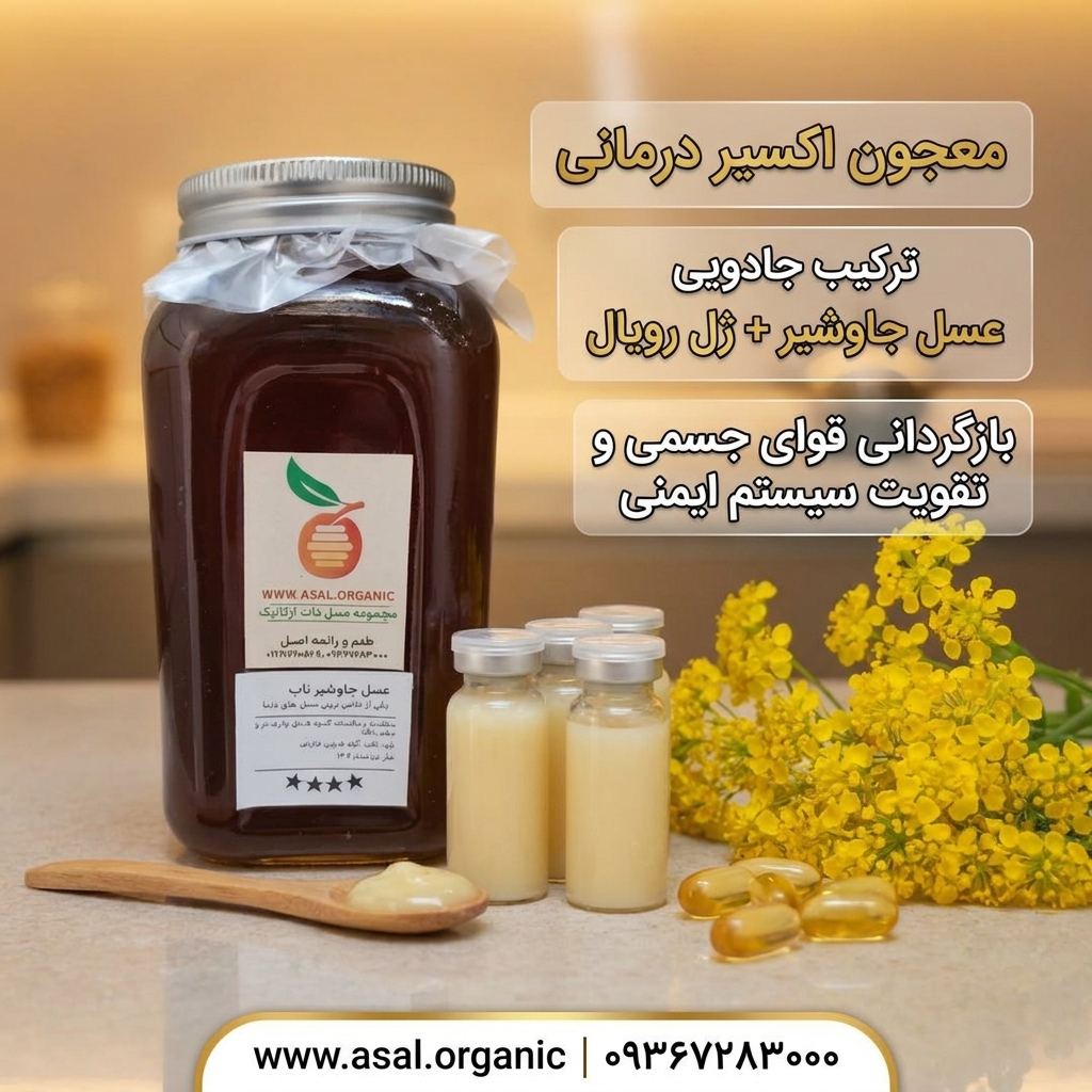 معجون اکسیر درمانی (ترکیب جادویی عسل جاوشیر + ژل رویال)
